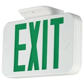 Compass CEG White Thermoplastic LED Emergency Exit Sign, NiCad Battery - Universal Face, Green Letters