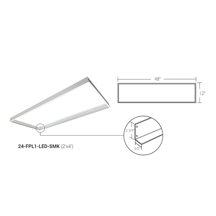 Elite 14-FPL1-LED-SMK Surface Mount Kit For 1x4 LED Flat Panel