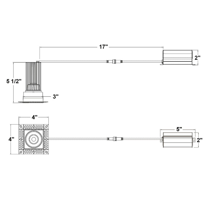 Envision LED LED-DLJBX-TML-2SQ Trimless-Line 2" 8W Square LED Downlight, 5 CCT Selectable