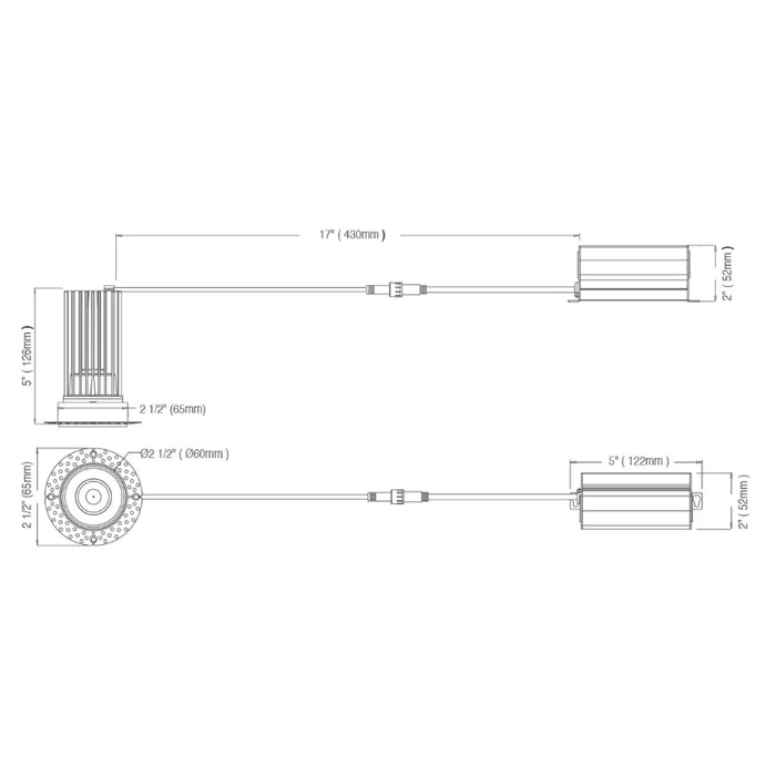 Envision LED LED-DLJBX-TML-2R Trimless-Line 2" Round LED Downlight, 5 CCT Selectable