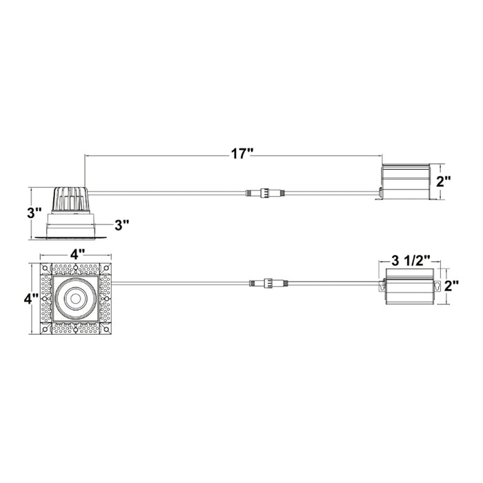 Envision LED LED-DLJBX-TML-2SQ Trimless-Line 2" 8W Square LED Downlight, 5 CCT Selectable