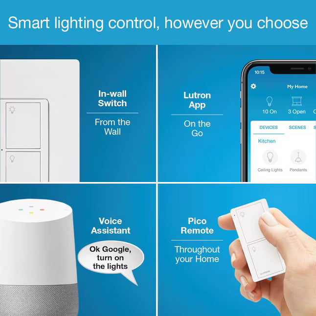 Lutron P-BDG-PKG1W Caséta Smart Dimmer Starter Kit with Smart Hub