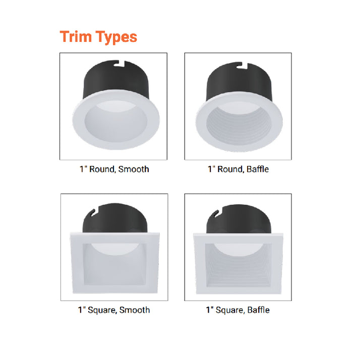 Halo ML1 1" Square Canless LED Downlight, 5CCT Selectable