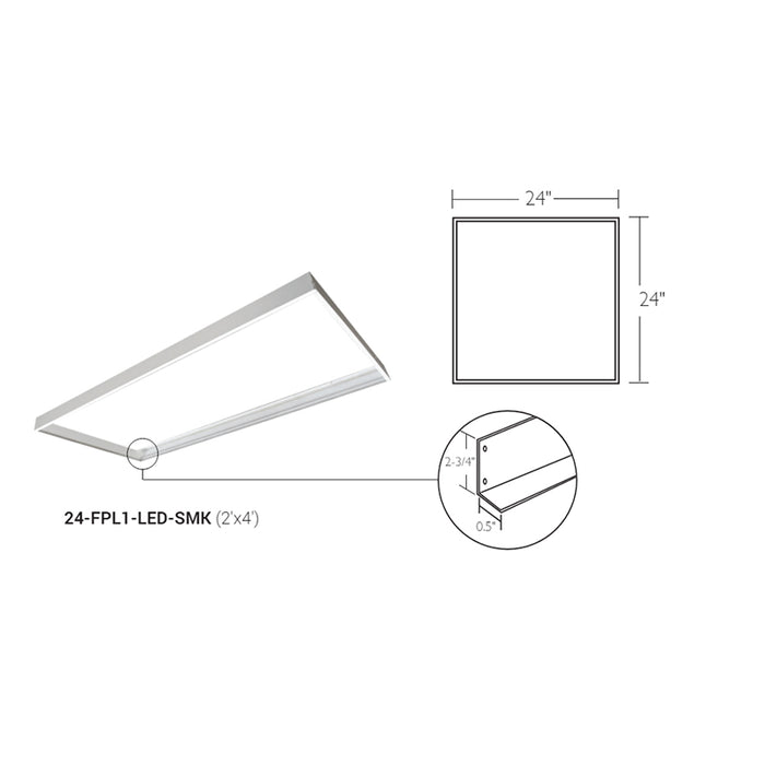 Elite 22-FPL1-LED-SMK Surface Mount Kit For 2x2 LED Flat Panel