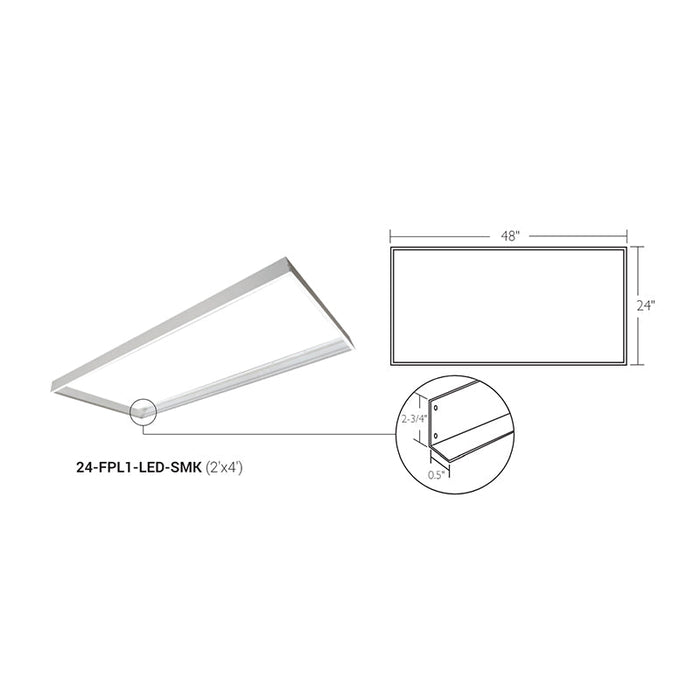 Elite 24-FPL1-LED-SMK Surface Mount Kit For 2x4 LED Flat Panel