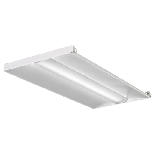 Lithonia 2BLT4 2x4 32W LED Basket Lens Troffer, 4000 Lumens, Curved, Ribbed, eldoLED dims to 1%, 6' Pre-wire, 3/8" Diameter, 18 gauge, 1 circuit w/ low voltage wires, 80+ CRI, 120-277V, 3500K