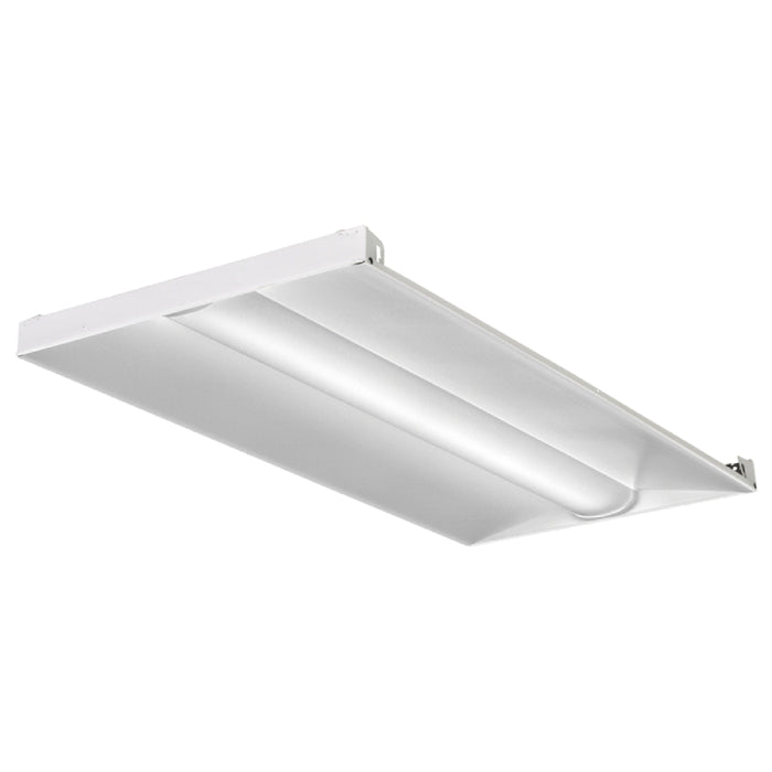 Lithonia 2BLT4 2x4 32W LED Basket Lens Troffer, 4000 Lumens, Curved, Ribbed, eldoLED dims to 1%, 6' Pre-wire, 3/8" Diameter, 18 gauge, 1 circuit w/ low voltage wires, 80+ CRI, 120-277V, 3500K