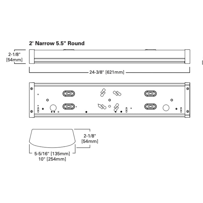 Achieva Warp 2AWS 2-ft LED 5.5" Width Selectable Lumens and CCT, 120-277V Surface Wrap