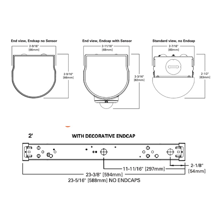 Metalux SLSTP 2-ft LED Strip Light, 3CCT & Lumen Selectable