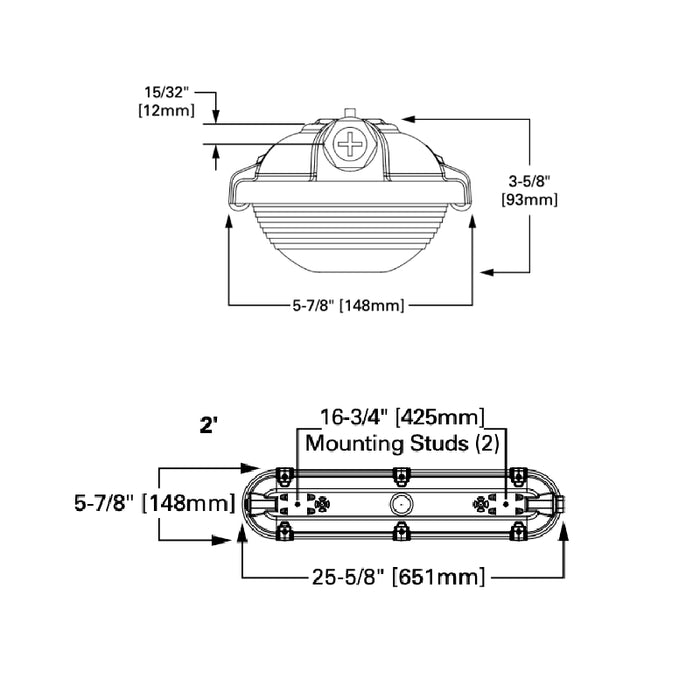 Fail-Safe 2VRVT3 2-ft LED Vandal Resistant Vaportite, 2000lm