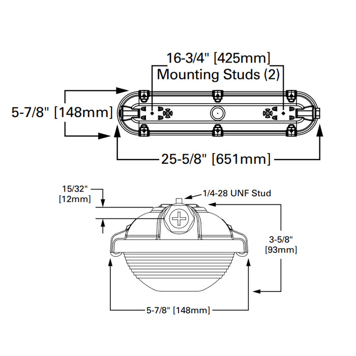 Metalux 2VT3 2-ft 24W LED Industrial Vaportite, 3000lm, 120-277V