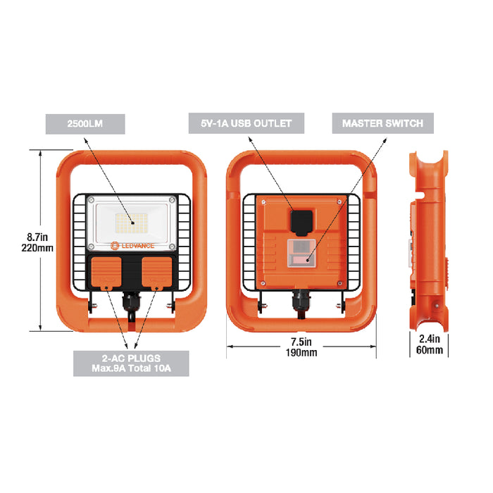 LEDvance 41520 25W LED Work Light, 5000K