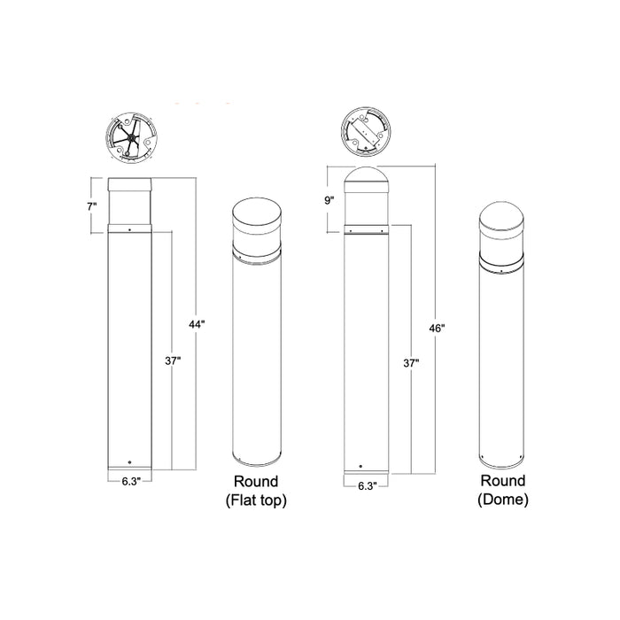 Envision LED 12W/16W/22W LED Round Flat Top Bollard Head