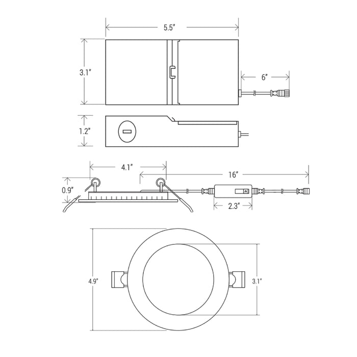 Elite RL475 4" LED Round Slim, 5 CCT Selectable, 850 Lumens