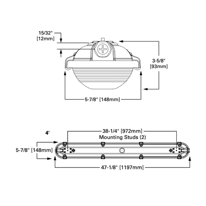 Fail-Safe 4VRVT3 4-ft LED Vandal Resistant Vaportite, 8000lm