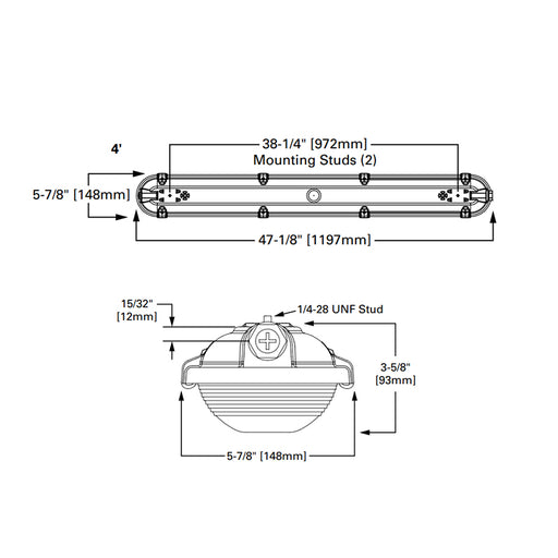 Metalux 4VT3 4-ft 67W LED Industrial Vaportite, 8000lm, 120-277V