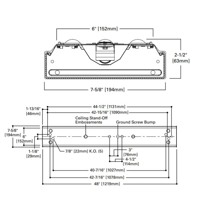 Metalux WNLED 4-ft 37.7W LED Wraparound, 5000 Lumens, 0-10V Dim, 120-277V