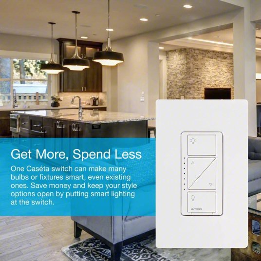 Lutron P-BDG-PKG1W Caséta Smart Dimmer Starter Kit with Smart Hub