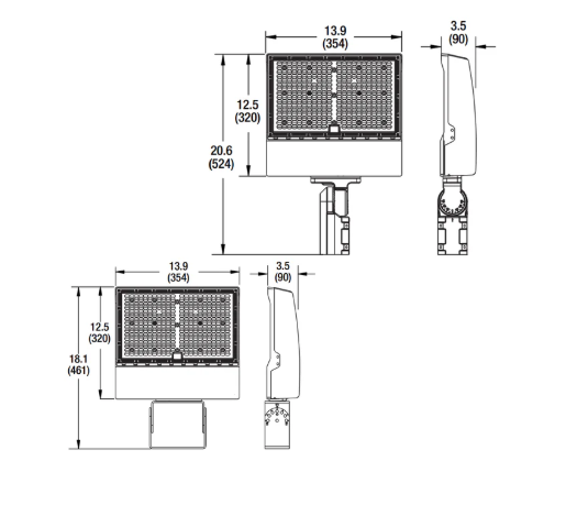LEDvance 61333 255W LED Flood Light, 34000 Lumens Dimming 3CCT Selectable Slipfitter Mount , Photocell,  120-277V Bronze