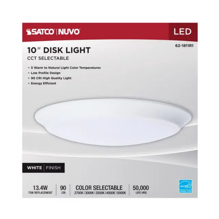 Nuvo 62-1811 10" LED Disk Light, 5CCT Selectable, 120V, White Finish