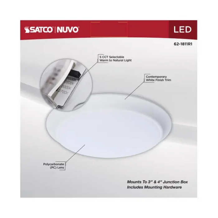 Nuvo 62-1811 10" LED Disk Light, 5CCT Selectable, 120V, White Finish