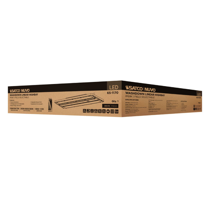 Nuvo 65-1170 70W/90W/105W LED Washdown Linear High Bay, 3CCT Selectable, 120-347V
