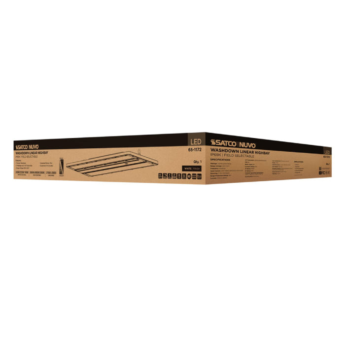 Nuvo 65-1172 180W/220W/240W LED Washdown Linear High Bay, 3CCT Selectable, 120-347V