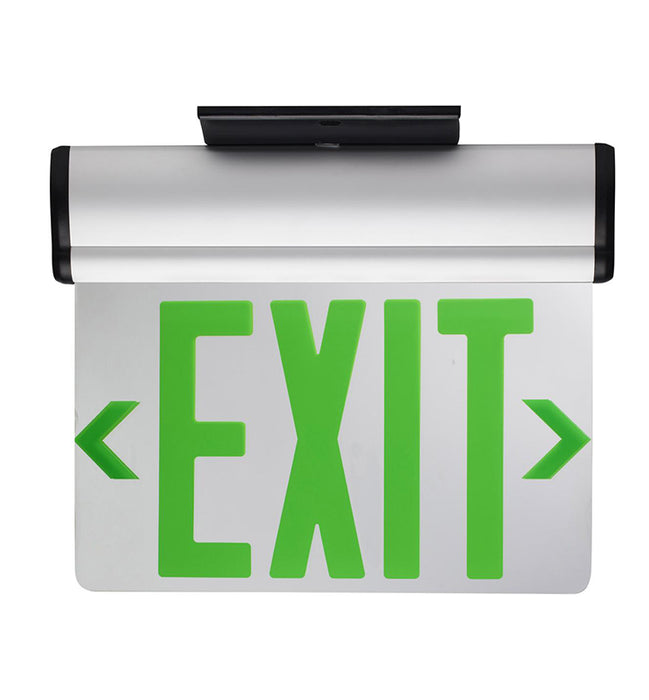 Satco 67-110  Edge-Lit LED Exit Sign, Dual Face With Green Letter, Top/Back/End Mount