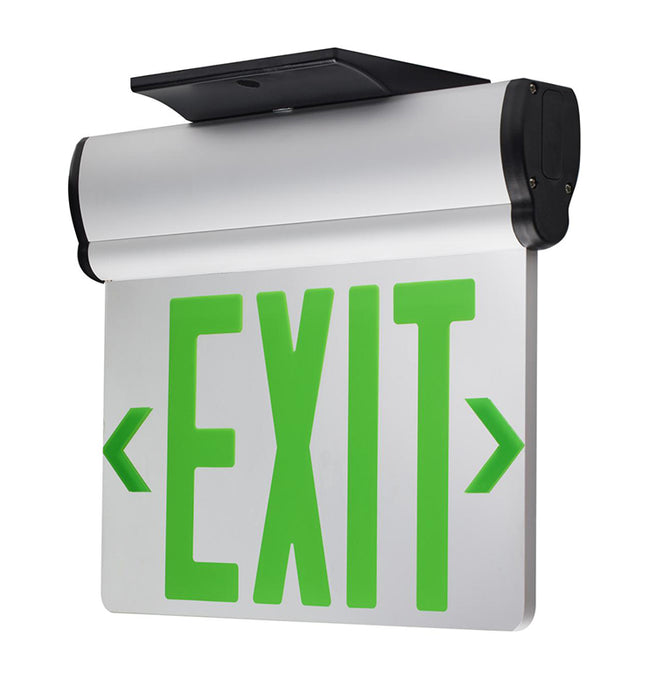 Satco 67-110  Edge-Lit LED Exit Sign, Dual Face With Green Letter, Top/Back/End Mount
