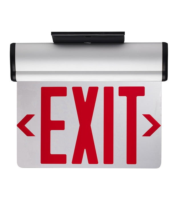 Satco 67-111  Edge-Lit LED Exit Sign, Dual Face With Red Letter, Top/Back/End Mount