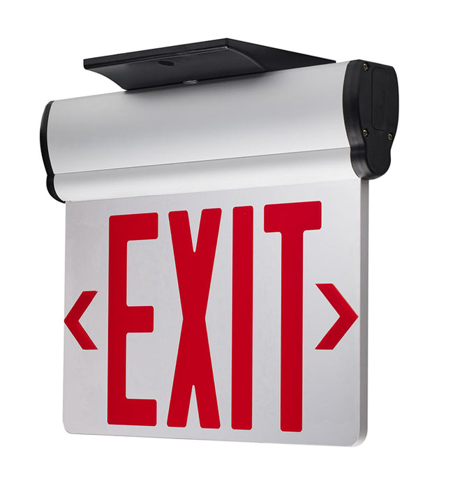 Satco 67-111  Edge-Lit LED Exit Sign, Dual Face With Red Letter, Top/Back/End Mount