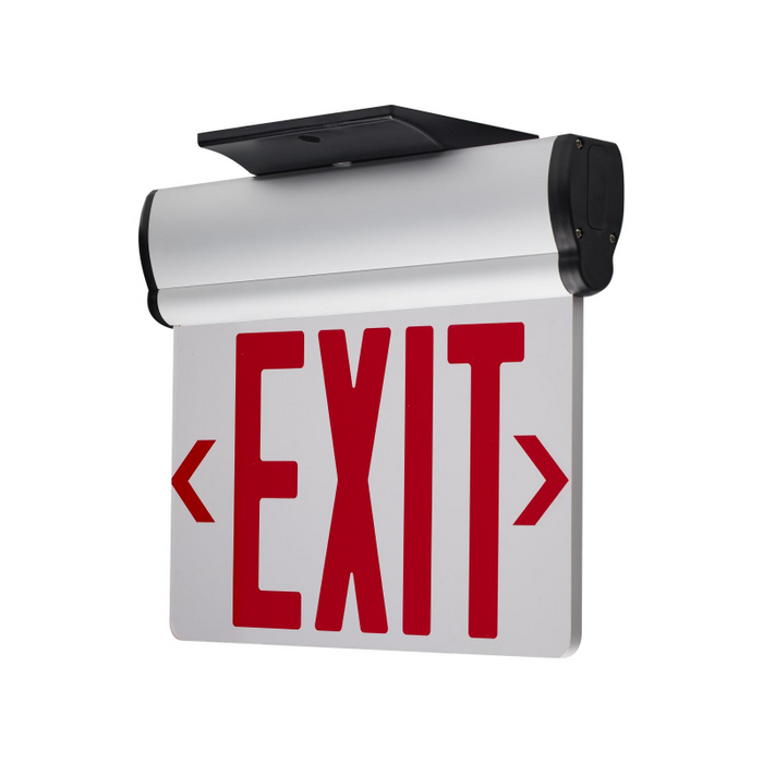Satco 67-113 Edge-Lit LED Exit Sign, Single Face With Red Letter, Top/Back/End Mount