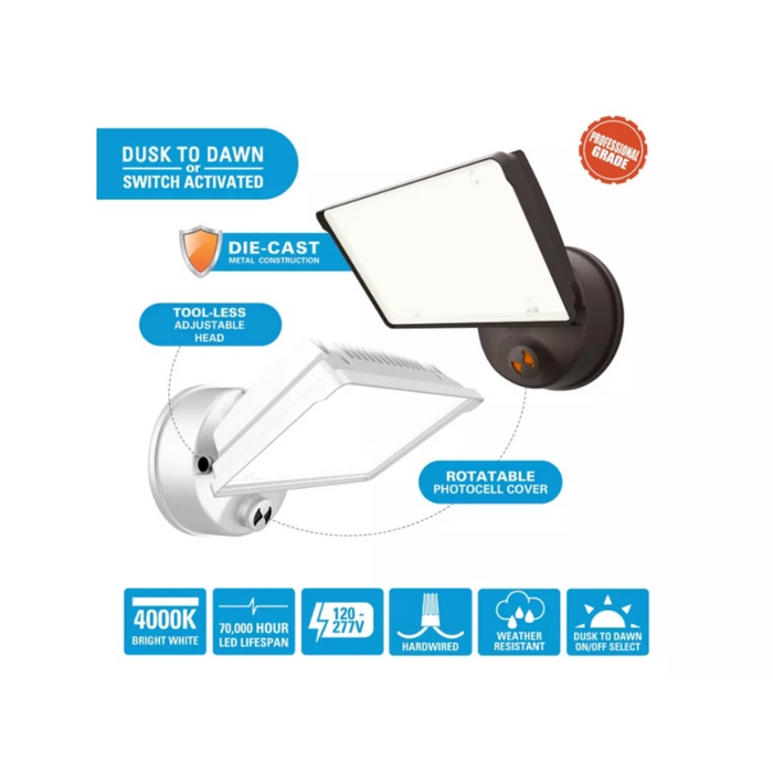 Halo TGS 50W LED High Output Security Floodlight, Dusk to Dawn