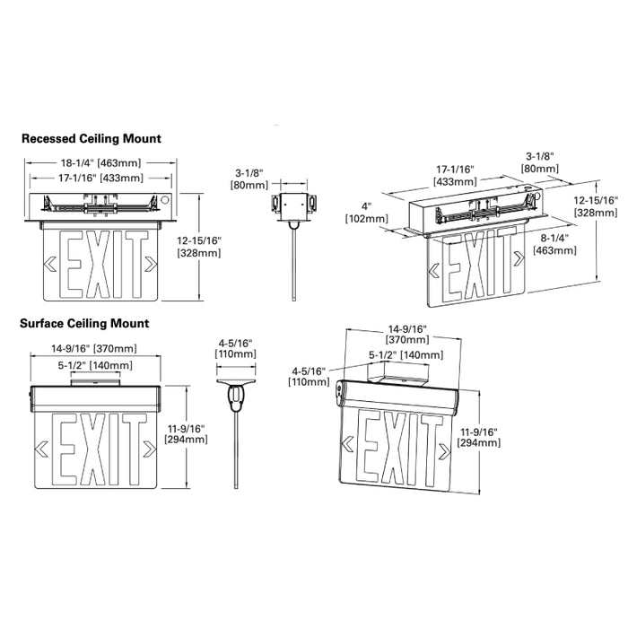 AtLite ACX Series Edge-Lit LED Exit Sign, Self-Powered