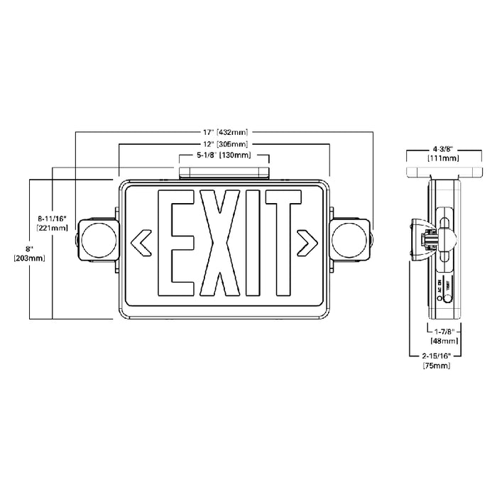 Sure-Lites APC7RGSQ30 Square Headed Combination LED Exit Sign and Emergency Light