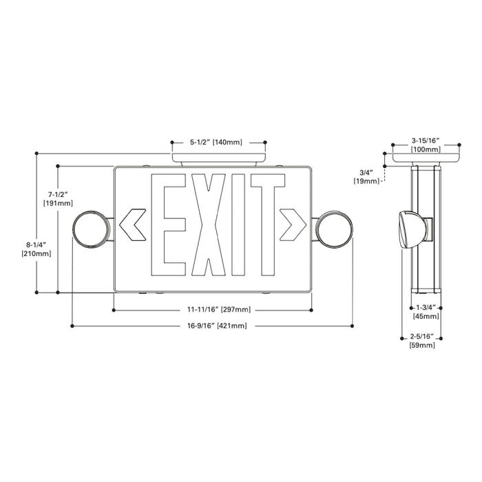 Sure-Lites APC Series Exit Sign with LED Emergency Light Heads