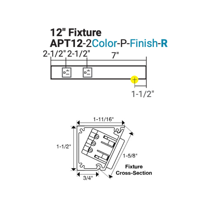 Task Lighting APT12 12" Tamper-Resistant Single Receptacle Angle Power Strip