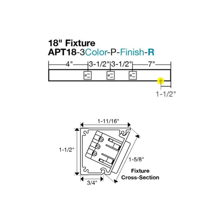 Task Lighting APT18 18" Tamper-Resistant Single Receptacle Angle Power Strip