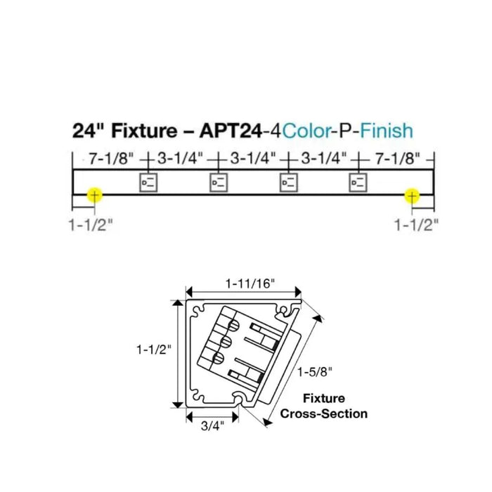 Task Lighting APT24 24" Tamper-Resistant Single Receptacle Angle Power Strip