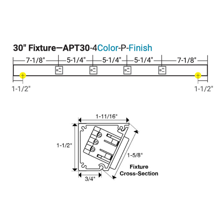 Task Lighting APT30 30" Tamper-Resistant Single Receptacle Angle Power Strip