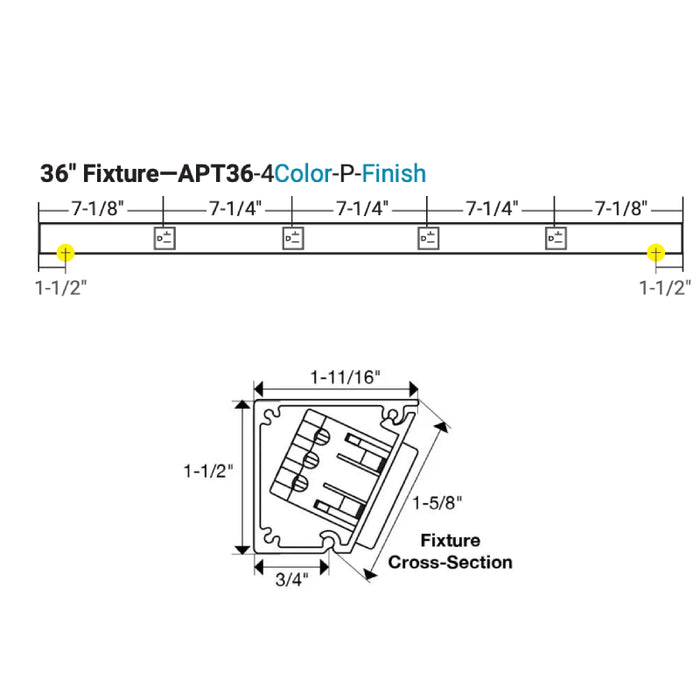 Task Lighting APT36 36" Tamper-Resistant Single Receptacle Angle Power Strip