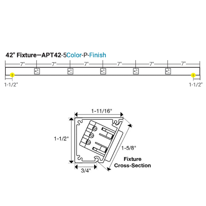 Task Lighting APT42 42" Tamper-Resistant Single Receptacle Angle Power Strip