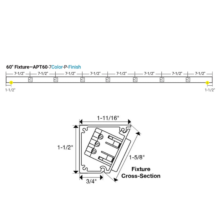 Task Lighting APT60 60" Tamper-Resistant Single Receptacle Angle Power Strip