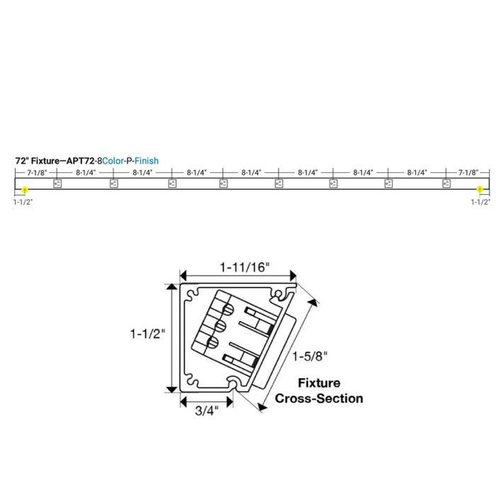 Task Lighting APT72 72" Tamper-Resistant Single Receptacle Angle Power Strip