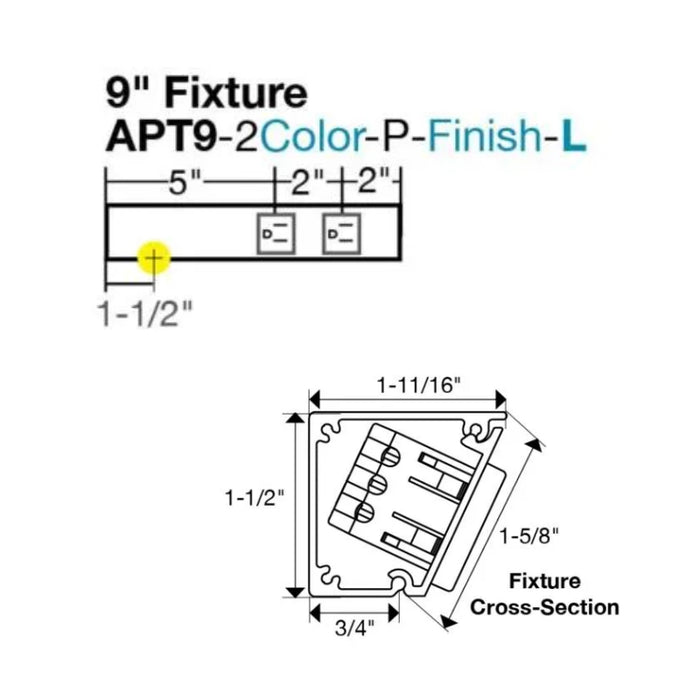 Task Lighting APT9 9" Tamper-Resistant Single Receptacle Angle Power Strip