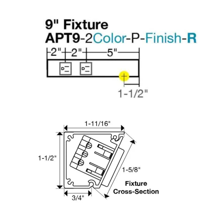 Task Lighting APT9 9" Tamper-Resistant Single Receptacle Angle Power Strip