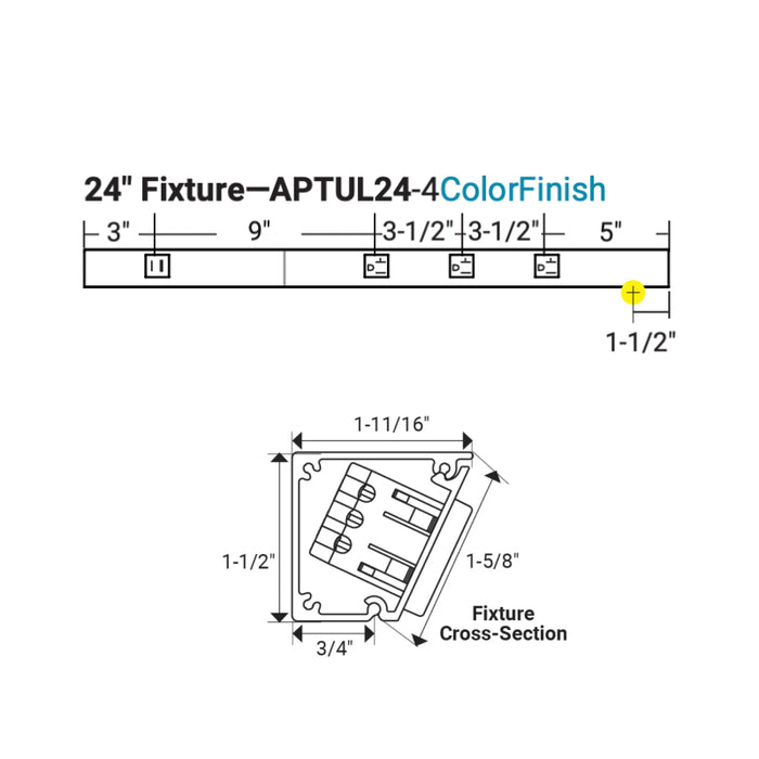 Task Lighting APTU 24" Slim Angle Power Strip with USB-A/C