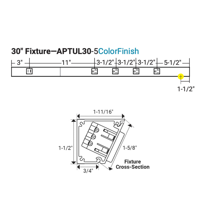 Task Lighting APTU 30" Slim Angle Power Strip with USB-A/C