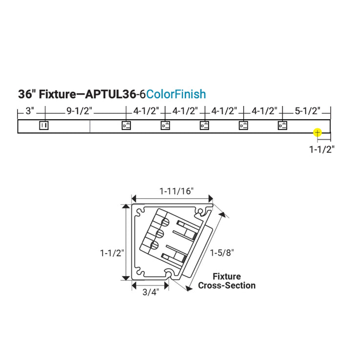 Task Lighting APTU 36" Slim Angle Power Strip with USB-A/C