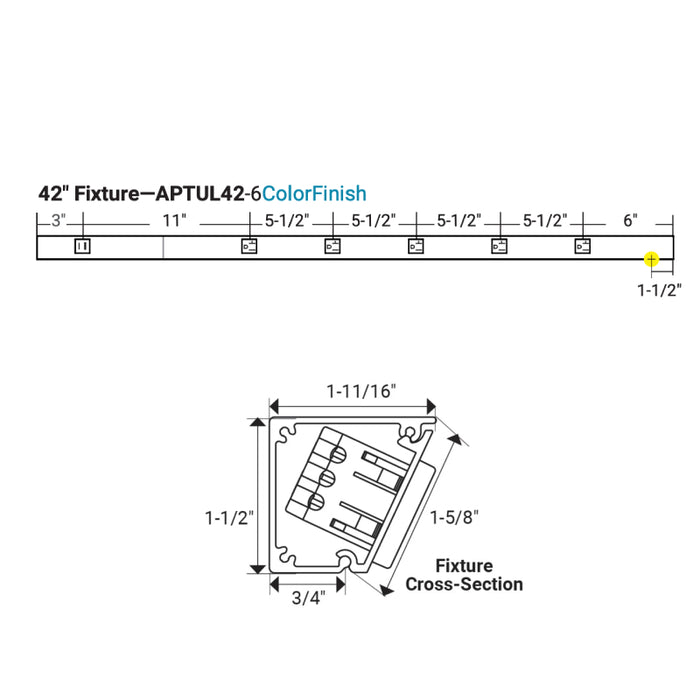 Task Lighting APTU 42" Slim Angle Power Strip with USB-A/C